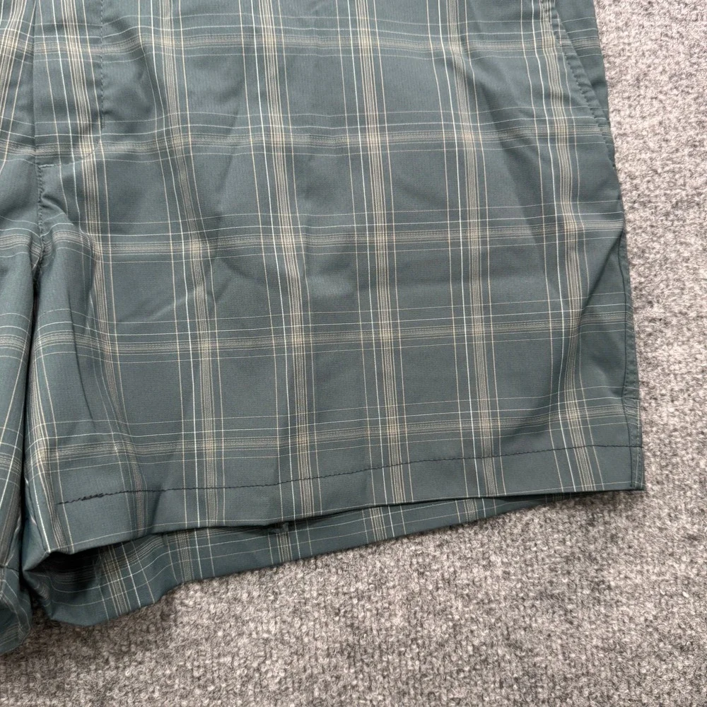 Nike Golf Fit Dry Shorts Mens 42 Dark Green Plaid 9in Vented Athletic Golf